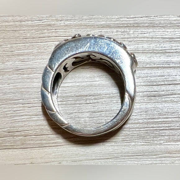 Vintage Handmade Sterling Silver & 14K Gold Scrolled Filigree Band Ring, Size 6 - Picture 7 of 13